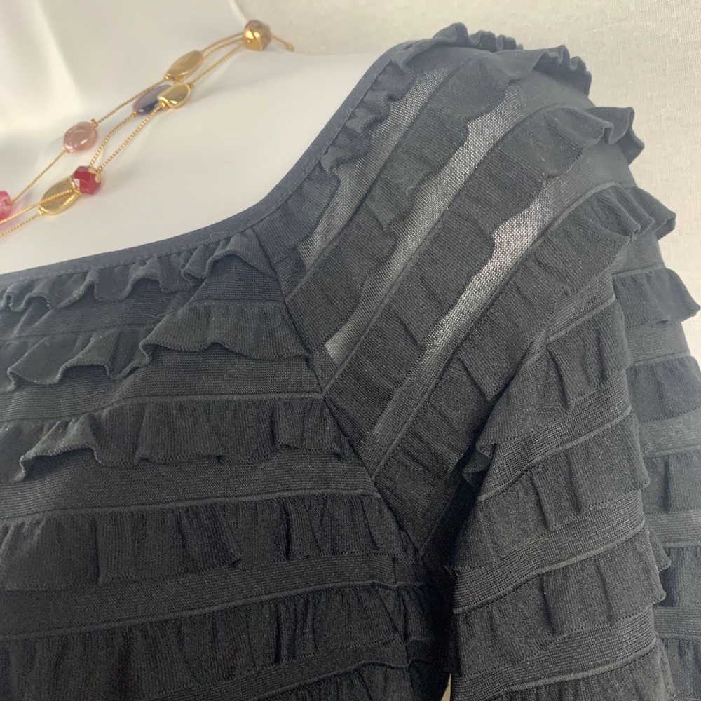 Joseph Ribkoff Ruffled 3/4 Sleeve Square-Neck Top - Picture 5 of 11